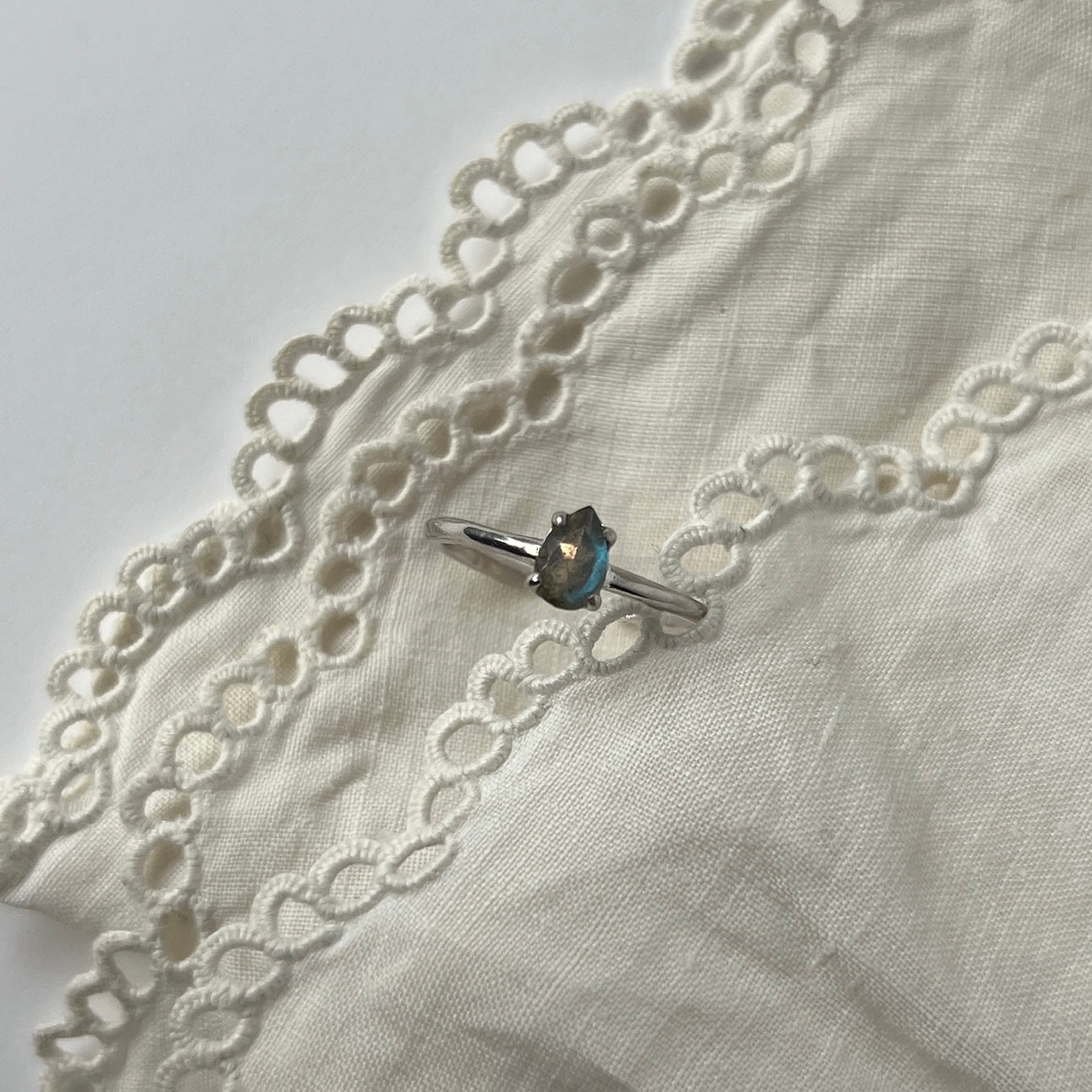 [ labradorite ] dorp faceted cut ring  silver [ free size ]