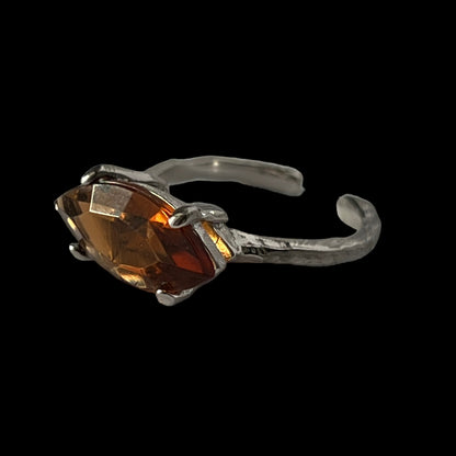 05. [ brown ] gem MARQUISE silver [ free size ]