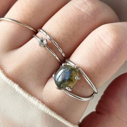 [ gray labradorite ] double silver [ free size ]