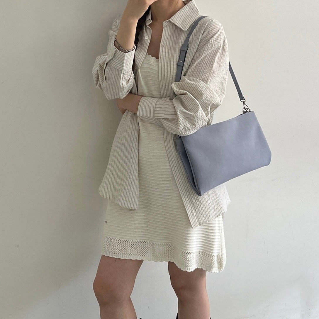 【BLUE】2way suede shoulder tote bag