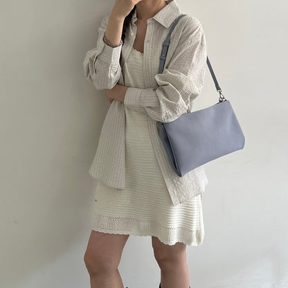 【BLUE】2way suede shoulder tote bag