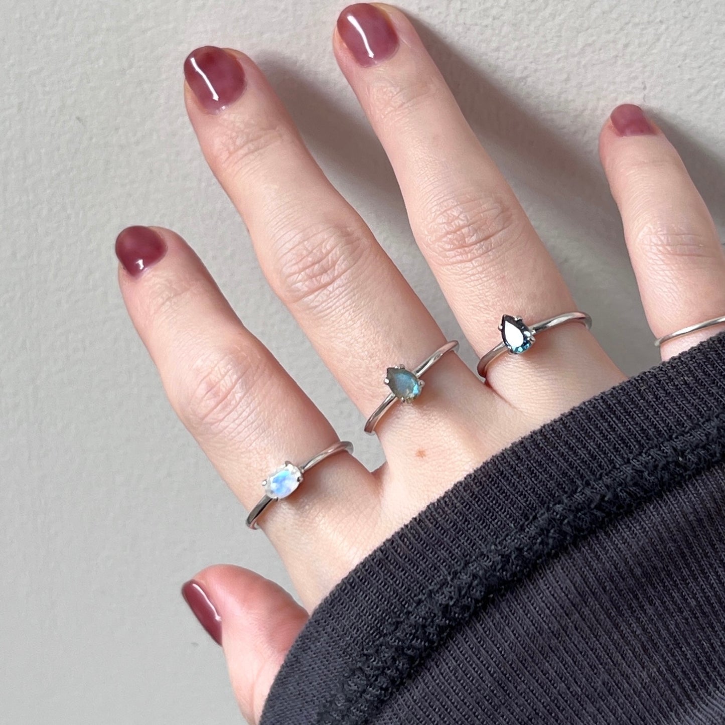 [ labradorite ] dorp faceted cut ring  silver [ free size ]