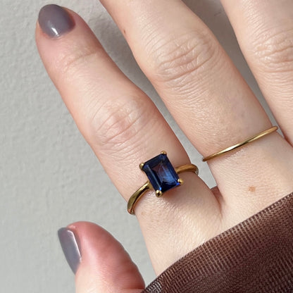 [ blue mystic topaz ] rectangle faceted cut gold [ free size ]