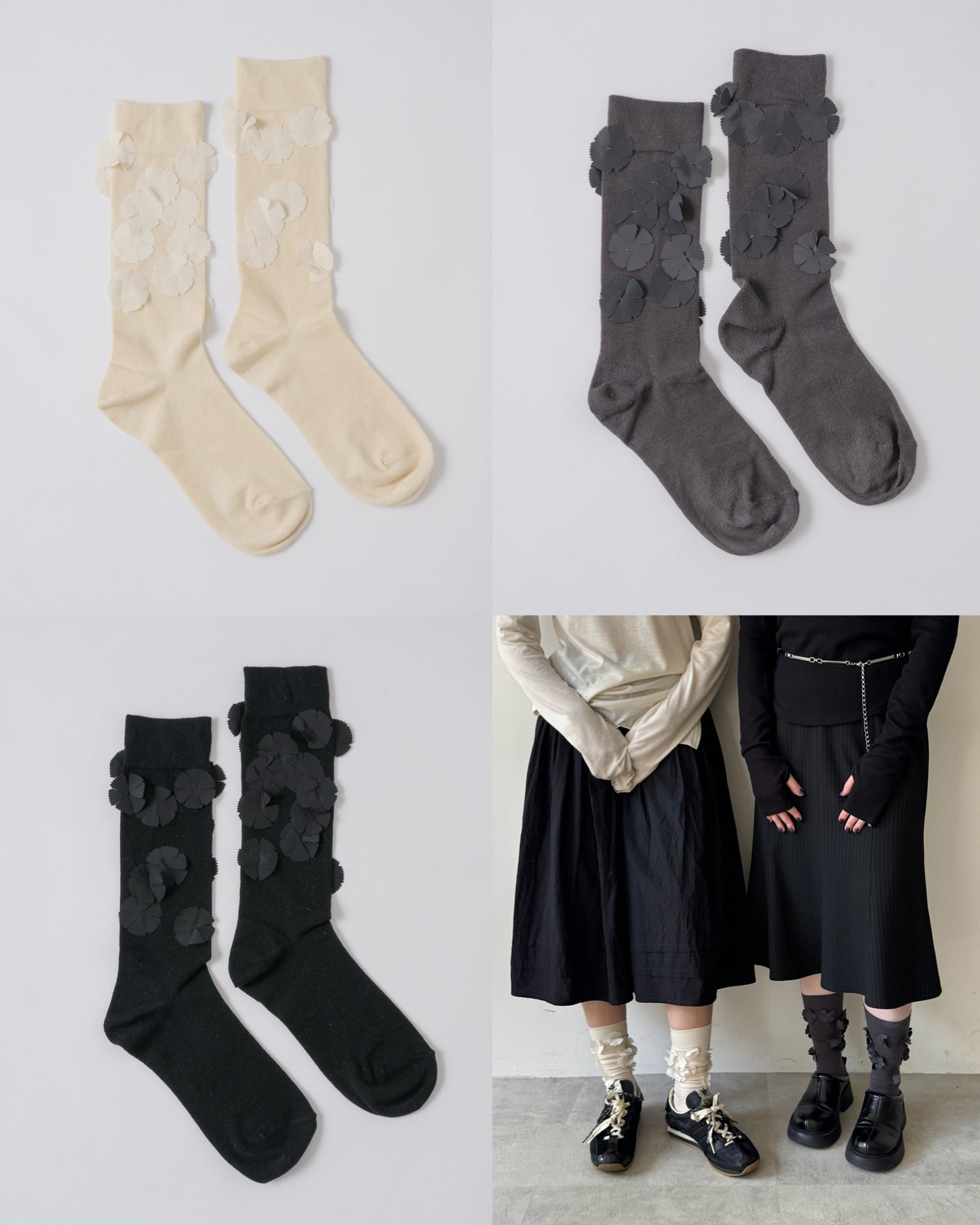 【IVORY】flower motif socks