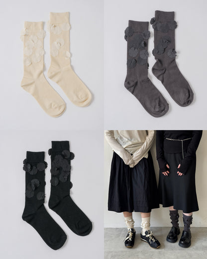 【IVORY】flower motif socks