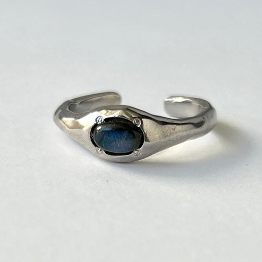 [ blue labradorite ] pebble silver [ free size ]