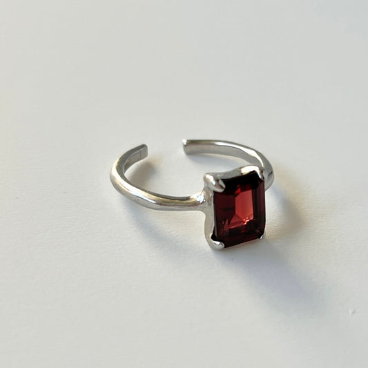 [ garnet ] rectangle faceted cut silver [ free size ]