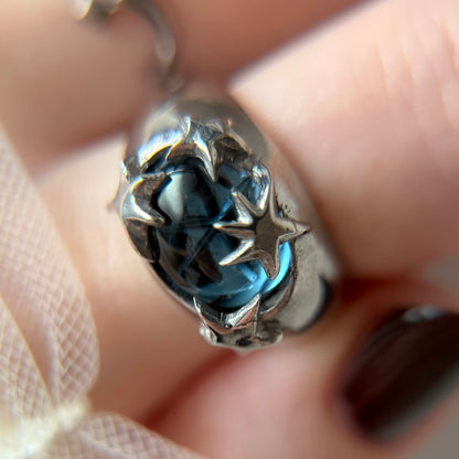 [ star dark blue ] twinkle ring silver
