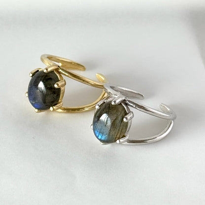 [ gray labradorite ] double silver [ free size ]