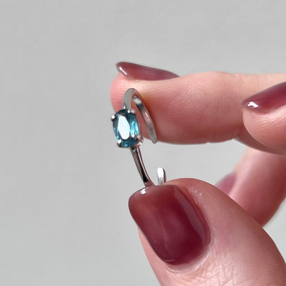 [ indigo blue kyanite ] oval faceted cut ring  silver