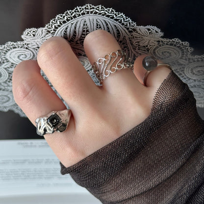 [ crystal night ]  melt ring  silver  [ free size ]