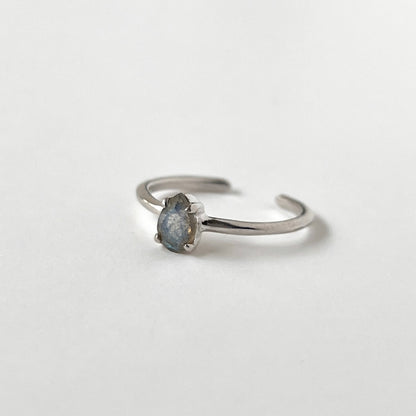 [ labradorite ] dorp faceted cut ring  silver [ free size ]