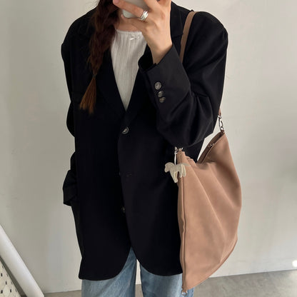 【BEIGE】2way suede shoulder tote bag