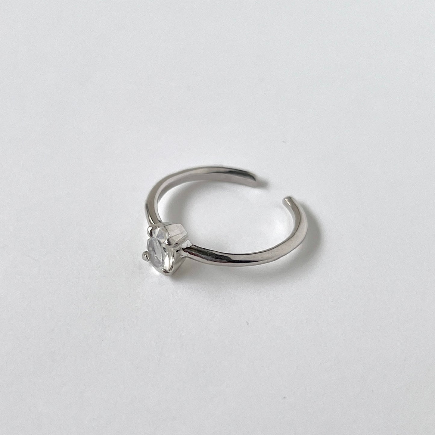 [ rainbow moon stone ] dorp faceted cut ring  silver [ free size ]