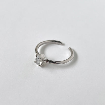[ rainbow moon stone ] dorp faceted cut ring  silver [ free size ]