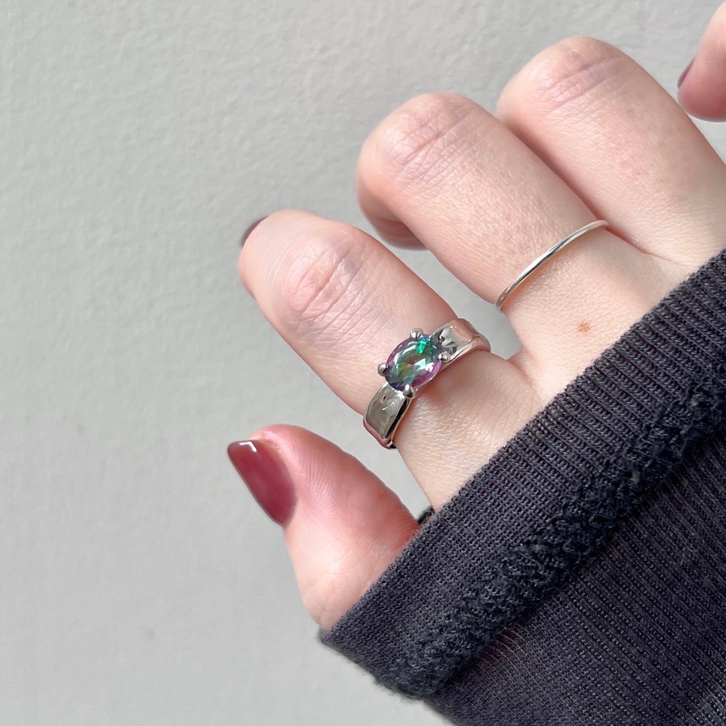 [ mystic quartz ] um silver ring [ free size ]