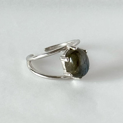 [ gray labradorite ] double silver [ free size ]