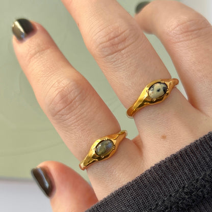 [ dalmatian jasper ] pebble gold