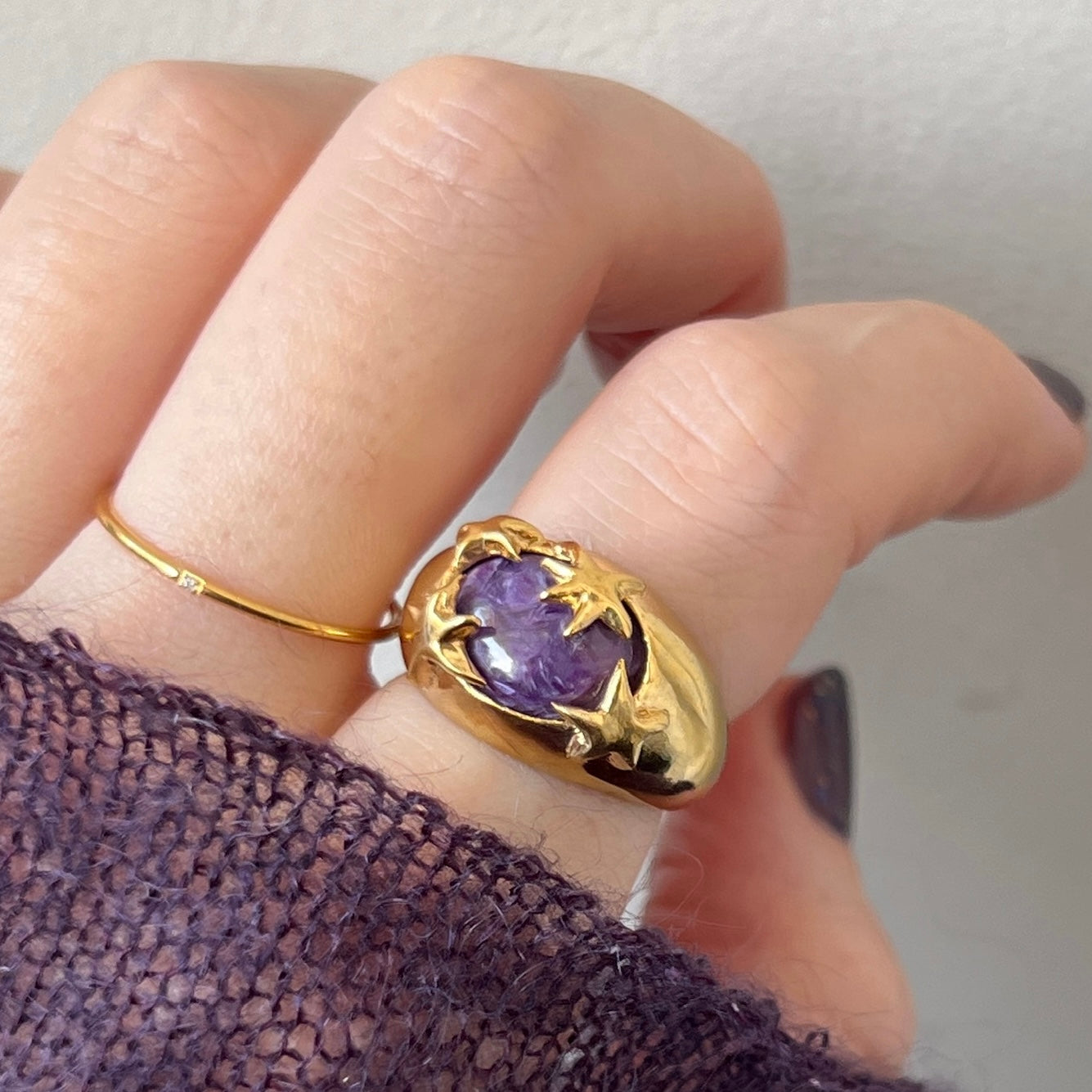 [ charoite ] twinkle ring gold