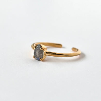 [ labradorite ] dorp faceted cut ring  gold [ free size ]