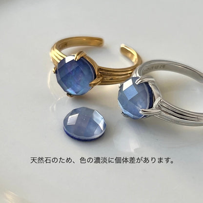 [ lapis lazuli x white shell (multi-faceted) ] croissant silver