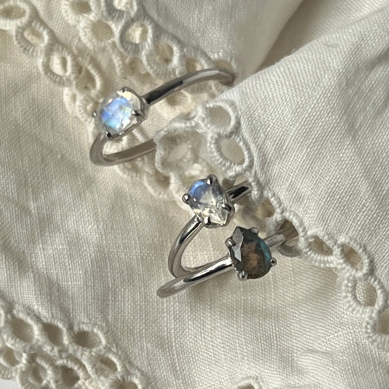 [ labradorite ] dorp faceted cut ring  silver [ free size ]