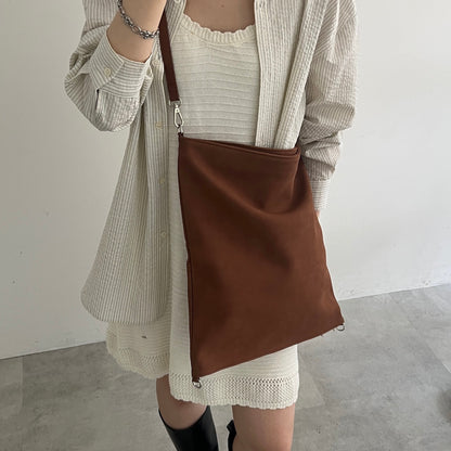【BROWN】2way suede shoulder tote bag