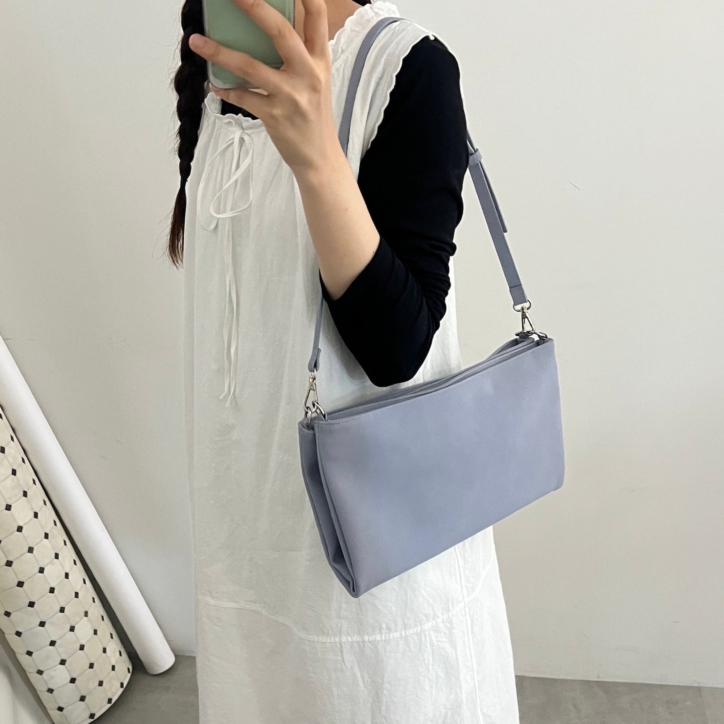 【BLUE】2way suede shoulder tote bag
