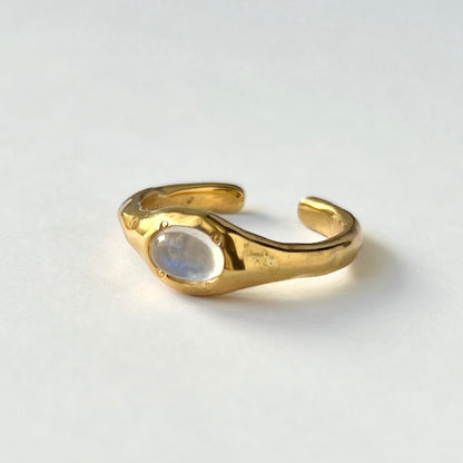 [ royal blue moon stone ] pebble gold [ free size ]