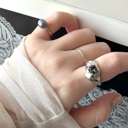 [ crystal night ]  melt ring  silver  [ free size ]