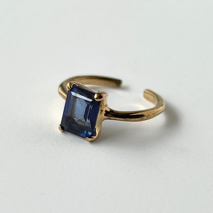 [ blue mystic topaz ] rectangle faceted cut gold [ free size ]