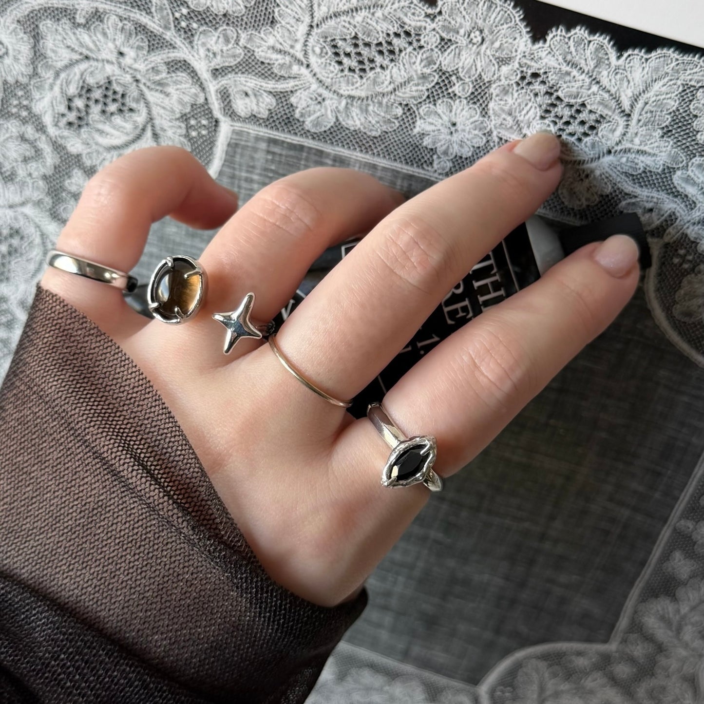 [ black spinel ] marquis stone silver