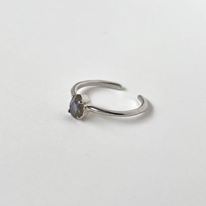 [ labradorite ] dorp faceted cut ring  silver [ free size ]