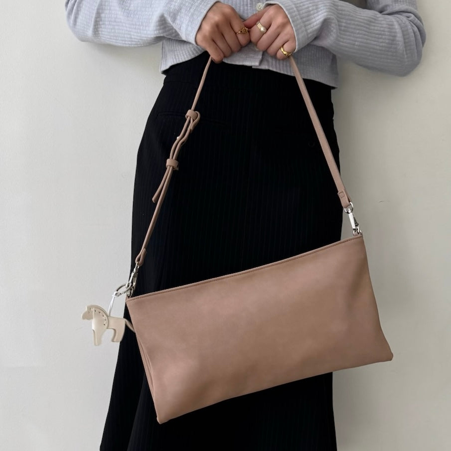 【BEIGE】2way suede shoulder tote bag