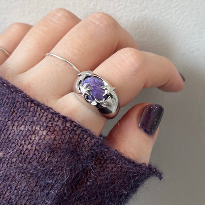 [ charoite ] twinkle ring silver