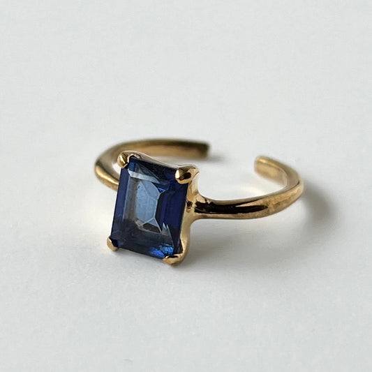 [ blue mystic topaz ] rectangle faceted cut gold [ free size ]