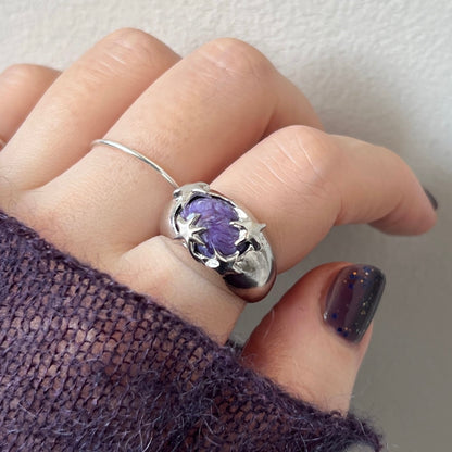 [ charoite ] twinkle ring silver