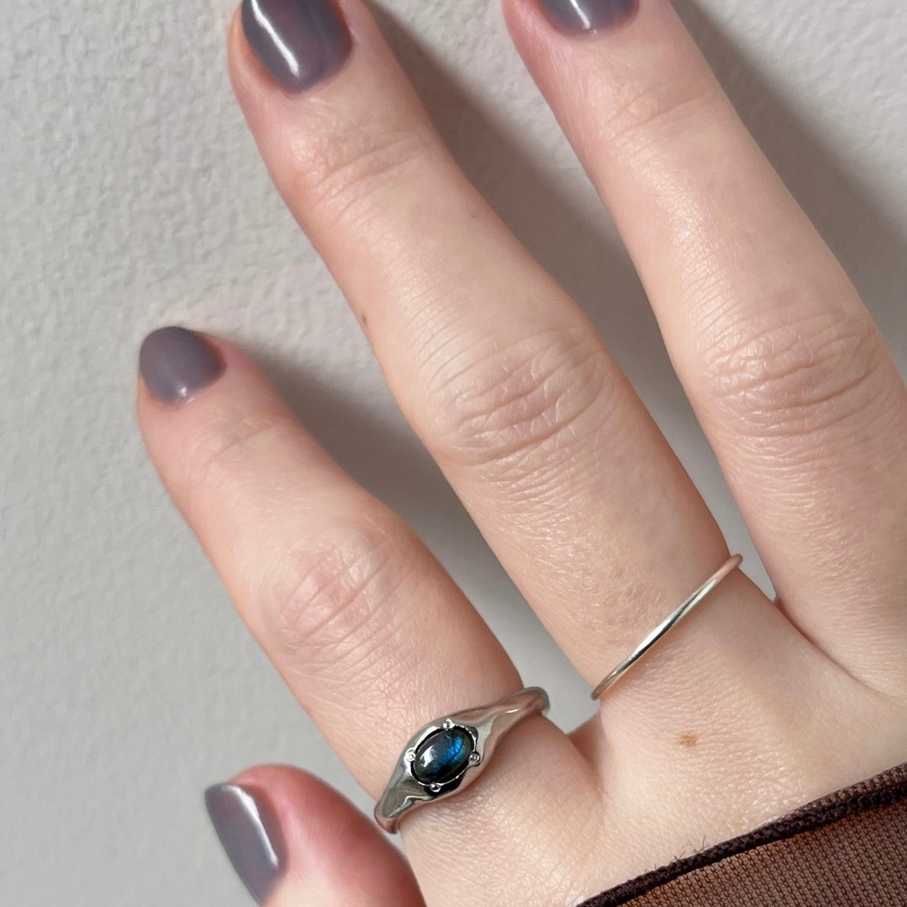 [ blue labradorite ] pebble silver [ free size ]
