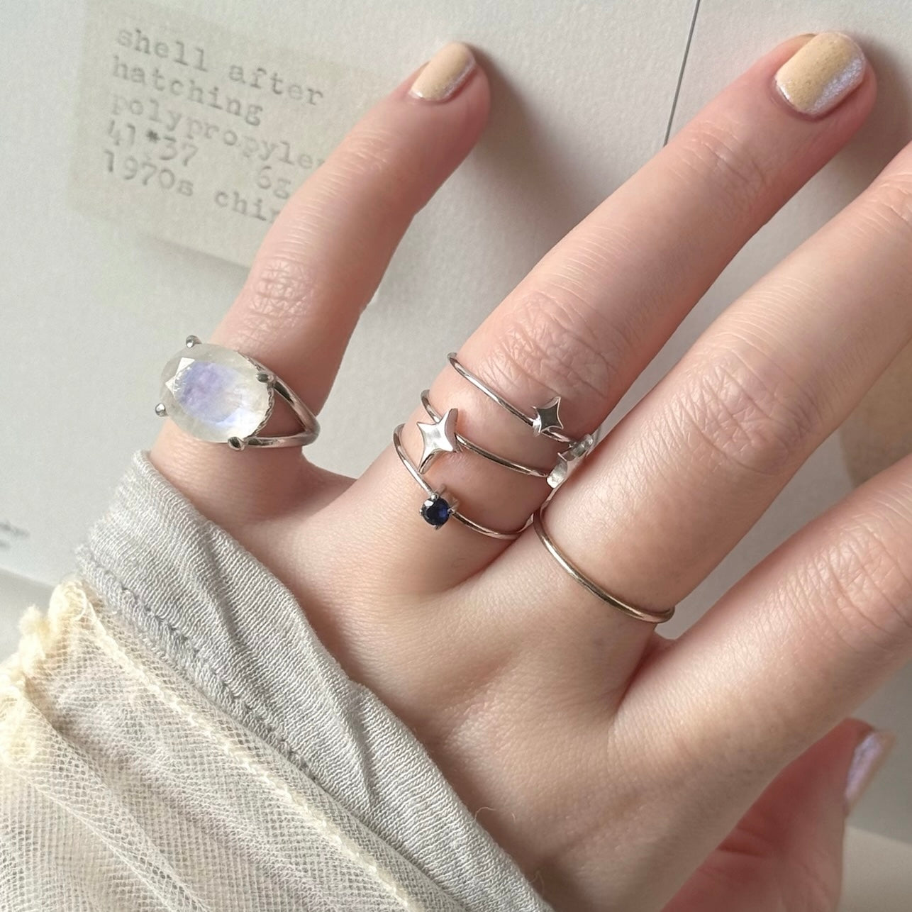 [ rainbow moon stone ] reine pinky silver