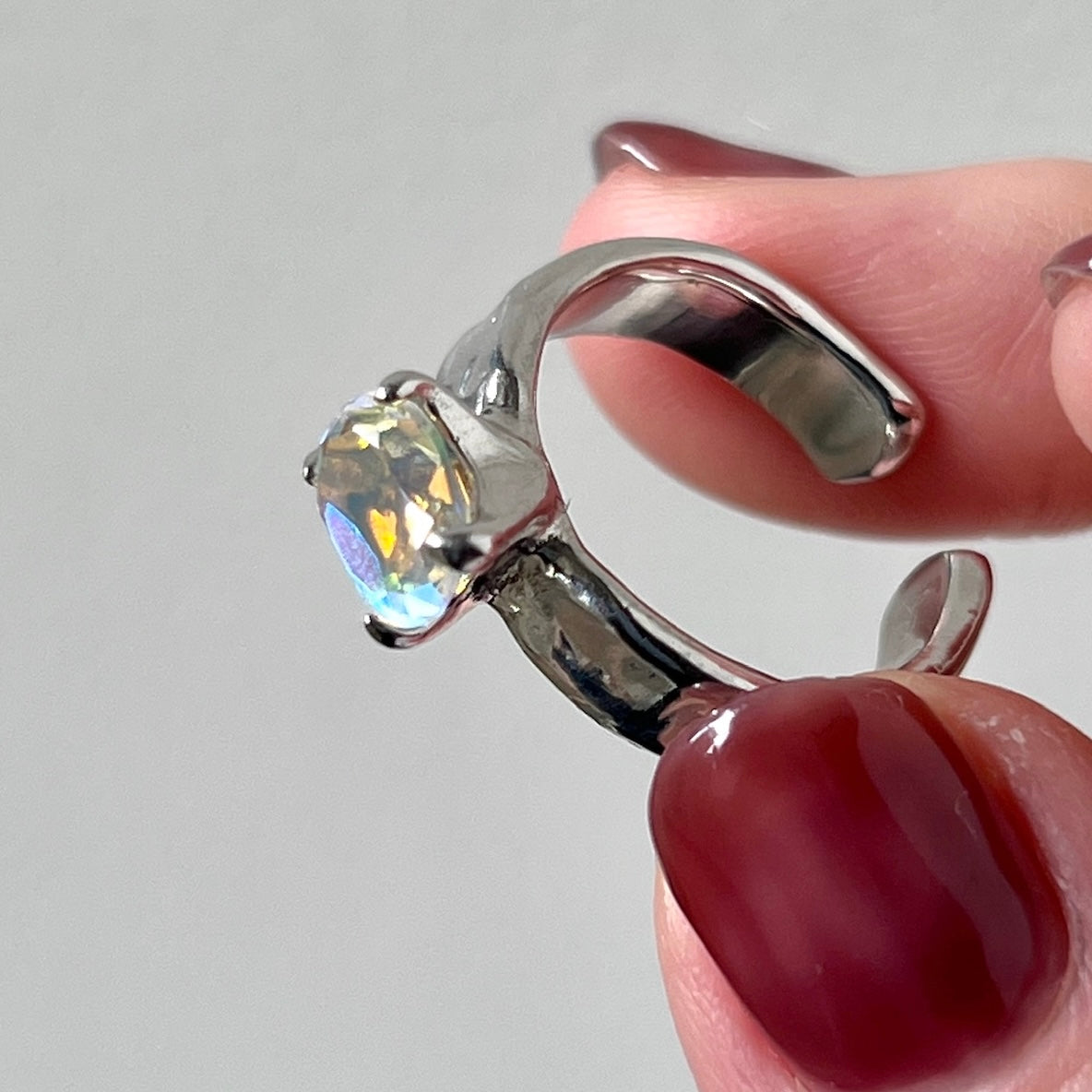 [ angel aura quartz ] um silver ring