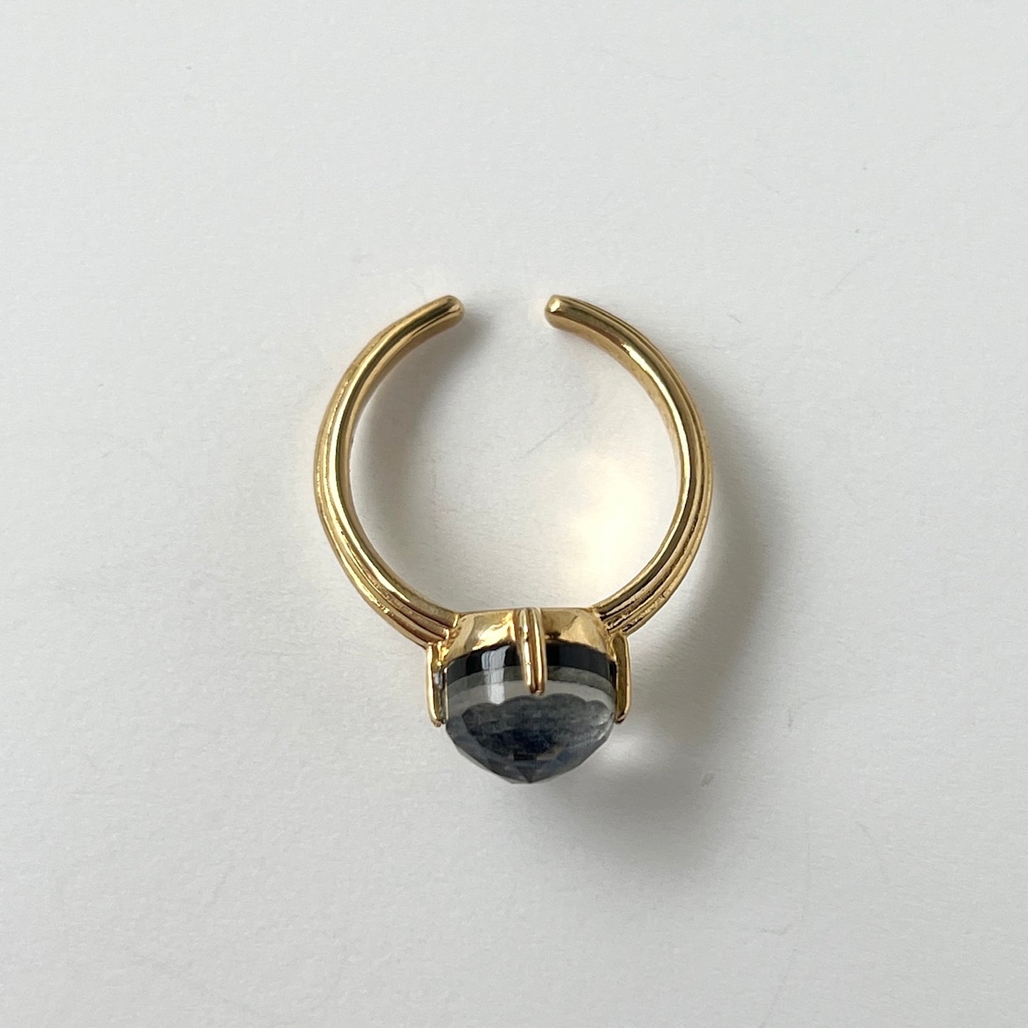 [ onyx, labradorite & crystal ] croissant gold