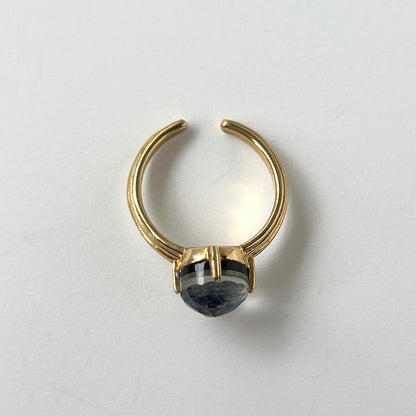 [ onyx, labradorite & crystal ] croissant gold