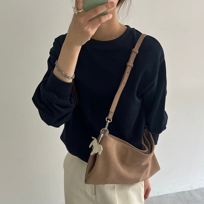 【BEIGE】2way suede shoulder tote bag