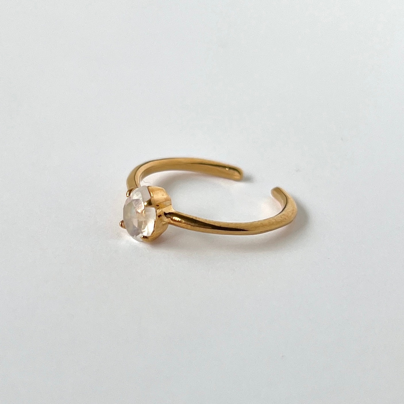 [ rainbow moon stone ] drop faceted cut ring  gold