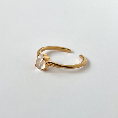 [ rainbow moon stone ] drop faceted cut ring  gold