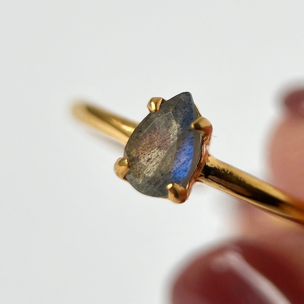 [ labradorite ] dorp faceted cut ring  gold [ free size ]