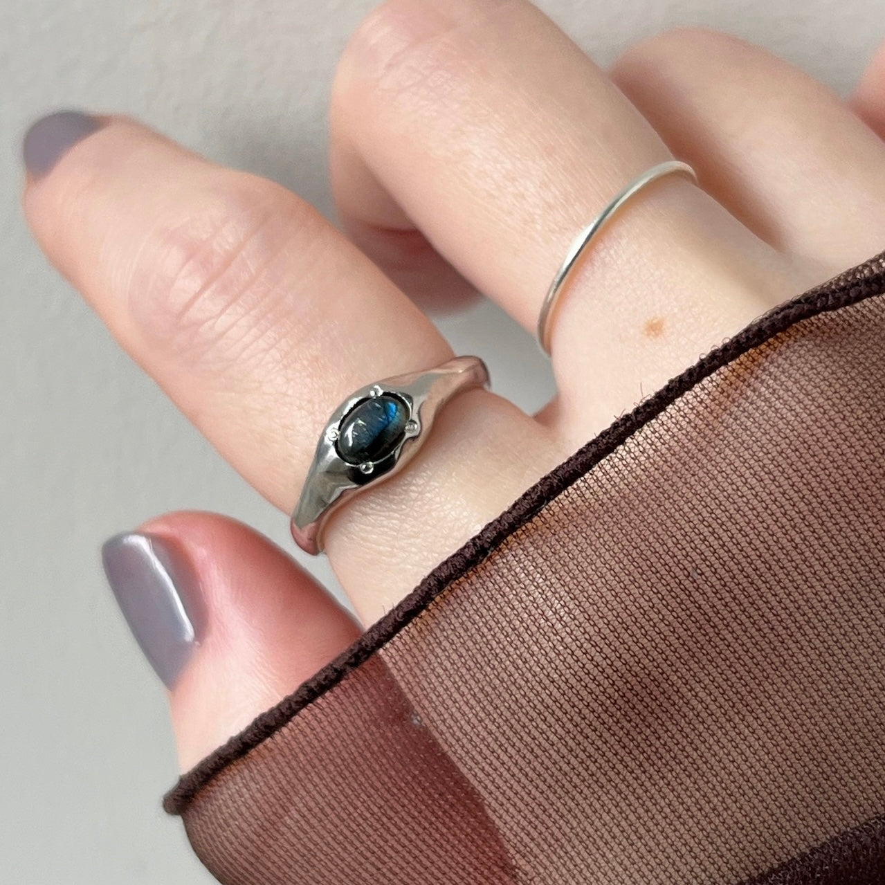 [ blue labradorite ] pebble silver [ free size ]