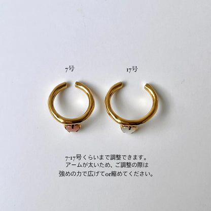 [ pink shell ] um heart ring gold