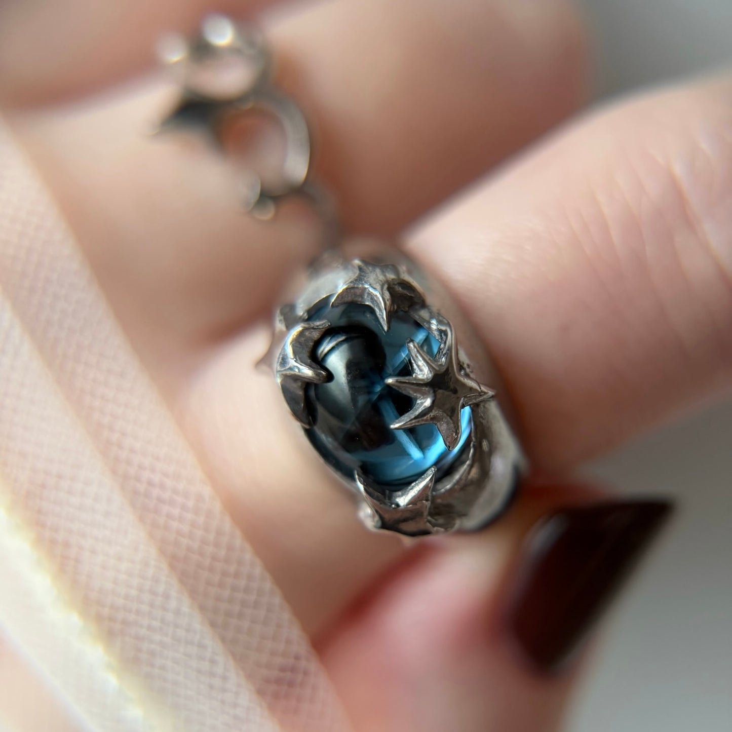 [ star dark blue ] twinkle ring silver