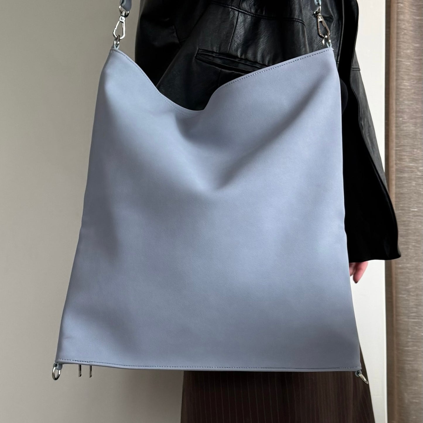 【BLUE】2way suede shoulder tote bag
